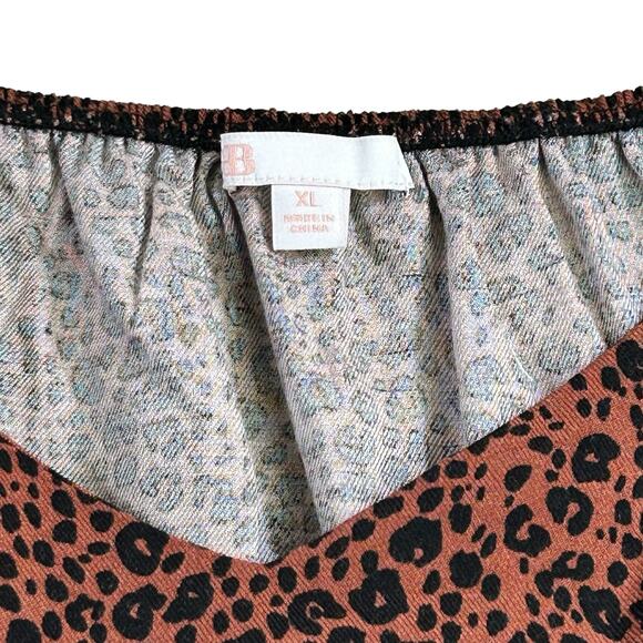 GB Lounge Dress With Topper Set Size XL Brown Black Animal Rayon Loungewear - Picture 11 of 16